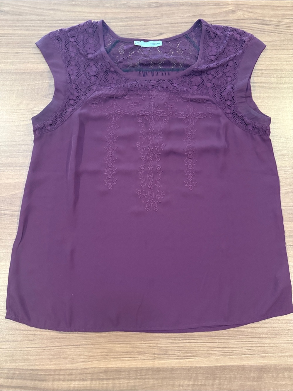 Maurices Plum Lace Yoke Cap Sleeve Camisole